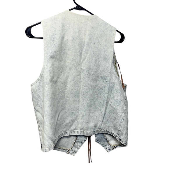 Western 80’s Stone Washed Fringe Denim Vest by Bazerk Medium - Picture 15 of 16